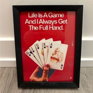 Framed art print Vintage Pin Up playing cards/ poker/ casino